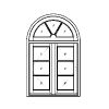 French Outswing Casement
3-lite sash with 3-lite half round transom
Unit Dimension 45" x 72"
1-1/8" SDL